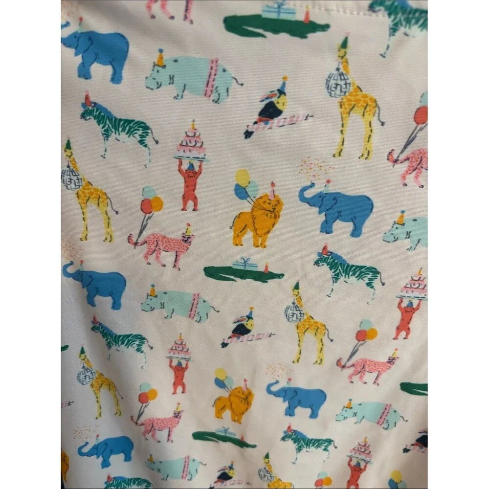 SweetHoney Multicolor Animal Birthday Print Zip Front Swimsuit size 5Y